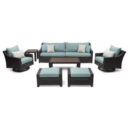 Deco™ 8 Piece Sunbrella® Outdoor Sofa & Motion Club Chair Set - Spa Blue