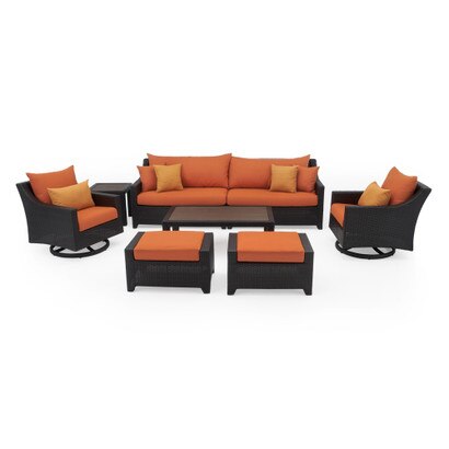 Deco™ 8 Piece Sunbrella® Outdoor Sofa & Motion Club Chair Set - Tikka Orange