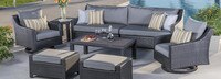 Deco™ 8 Piece Sunbrella® Outdoor Sofa & Motion Club Chair Set - Sunset Red