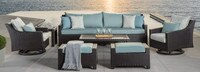 Deco™ 8 Piece Sunbrella® Outdoor Sofa & Motion Club Chair Set - Sunset Red