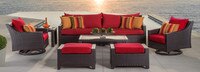 Deco™ 8 Piece Sunbrella® Outdoor Sofa & Motion Club Chair Set - Sunset Red