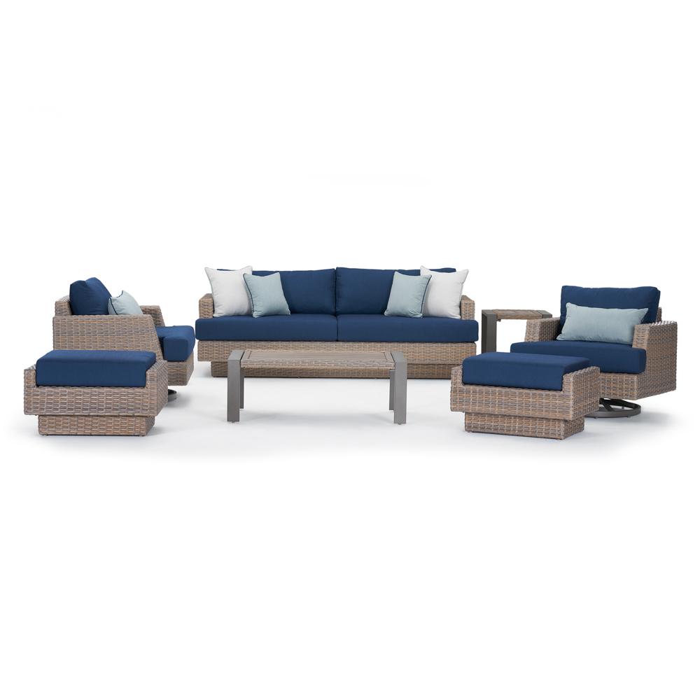 Portofino® Repose 7 Piece Sunbrella® Outdoor Motion Seating Set - Laguna Blue