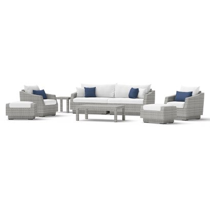 Cannes™ 8 Piece Sunbrella® Outdoor Sofa & Club Chair Set - Bliss Ink