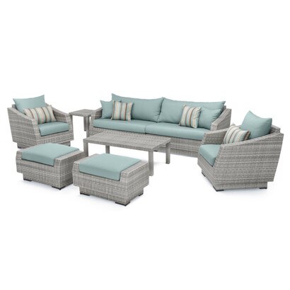 Cannes™ 8 Piece Sofa & Club Chair Set - Bliss Blue