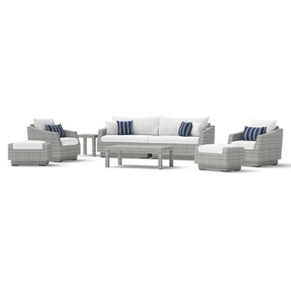 Cannes™ 8 Piece Sunbrella® Outdoor Sofa & Club Chair Set - Centered Ink