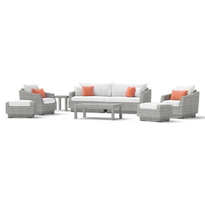 Cannes™ 8 Piece Sunbrella® Outdoor Sofa & Club Chair Set - Cast Coral