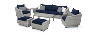 Cannes™ 8 Piece Sunbrella® Outdoor Sofa & Club Chair Set - Navy Blue