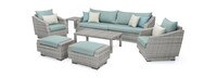 Cannes™ 8 Piece Sunbrella® Outdoor Sofa & Club Chair Set - Spa Blue