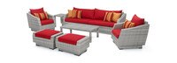 Cannes™ 8 Piece Sunbrella® Outdoor Sofa & Club Chair Set - Sunset Red