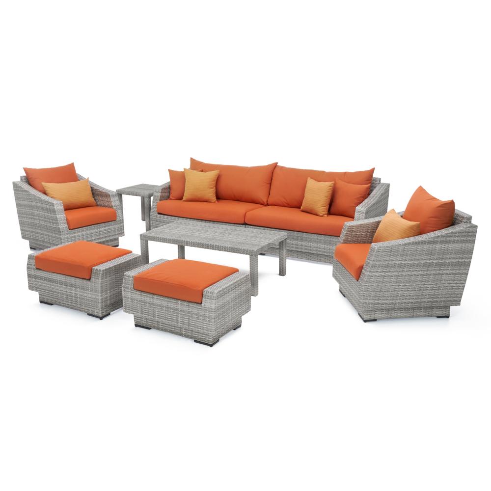 Cannes™ 8 Piece Sunbrella® Outdoor Sofa & Club Chair Set - Tikka Orange