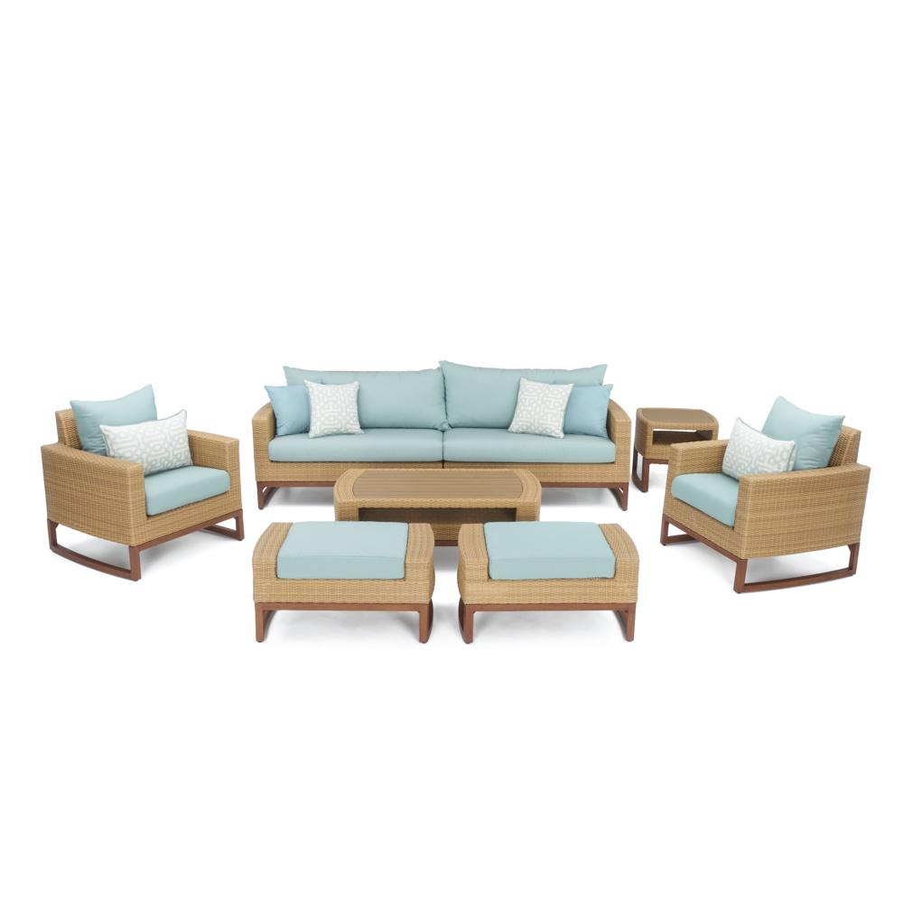 Mili™ 8 Piece Sunbrella® Outdoor Sofa & Club Chair Set - Spa Blue
