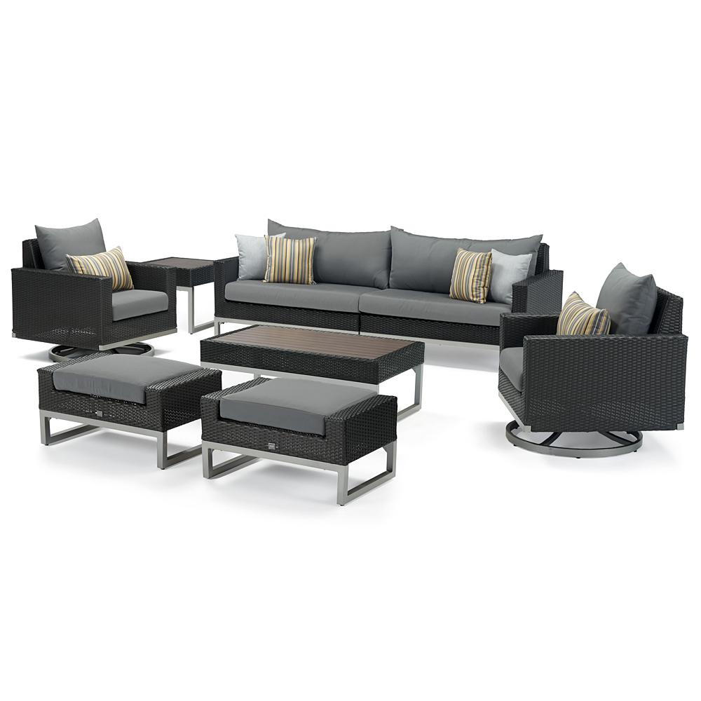 Milo™ Espresso 8 Piece Motion Seating Set - Charcoal Gray