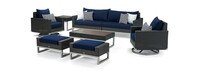 Milo™ Espresso 8 Piece Sunbrella® Outdoor Motion Seating Set - Navy Blue