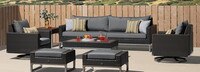 Milo™ Espresso 8 Piece Sunbrella® Outdoor Motion Seating Set - Navy Blue