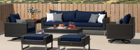 Milo™ Espresso 8 Piece Sunbrella® Outdoor Motion Seating Set - Navy Blue