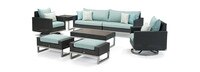 Milo™ Espresso 8 Piece Motion Seating Set - Spa Blue
