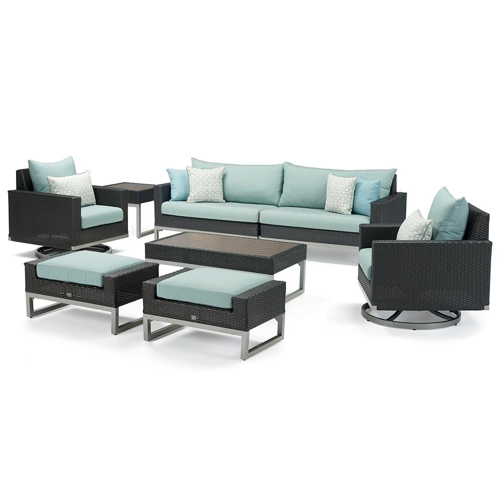 Milo™ Espresso 8 Piece Motion Seating Set - Spa Blue