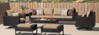 Milo™ Espresso 8 Piece Motion Seating Set - Sunset Red
