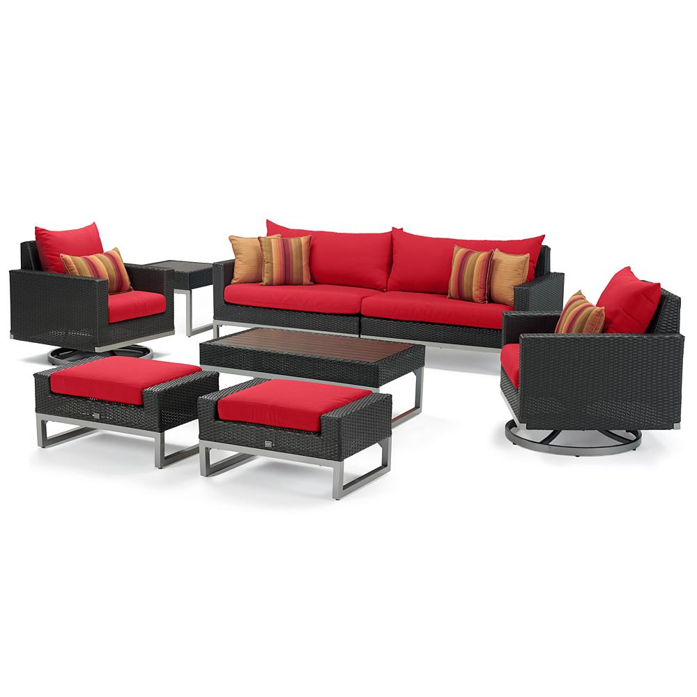 Milo™ Espresso 8 Piece Motion Seating Set - Sunset Red