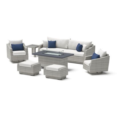 Cannes™ 8 Piece Sunbrella® Outdoor Motion Fire Set - Bliss Ink