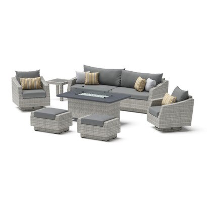 Cannes™ 8 Piece Sunbrella® Outdoor Motion Fire Set - Charcoal Gray