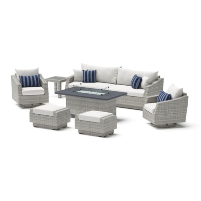 Cannes™ 8 Piece Sunbrella® Outdoor Motion Fire Set - Centered Ink