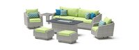 Cannes 8 Piece Sunbrella Outdoor Motion Fire Set - Ginkgo Green