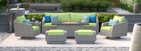 Cannes 8 Piece Sunbrella Outdoor Motion Fire Set - Ginkgo Green