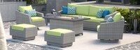 Cannes 8 Piece Sunbrella Outdoor Motion Fire Set - Ginkgo Green