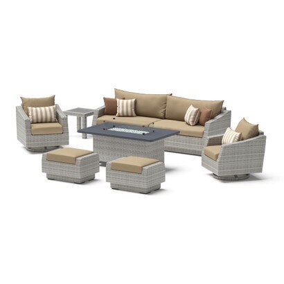 Cannes™ 8 Piece Sunbrella® Outdoor Motion Fire Set - Maxim Beige