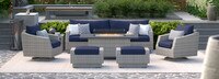 Cannes 8 Piece Sunbrella Outdoor Motion Fire Set - Navy Blue