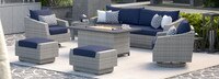 Cannes 8 Piece Sunbrella Outdoor Motion Fire Set - Navy Blue