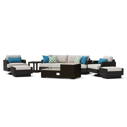 Portofino® Comfort 8 Piece Sunbrella® Outdoor Motion Fire Seating - Dove Gray