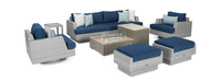 Portofino® Comfort 8 Piece Sunbrella® Outdoor Motion Fire Seating - Laguna Blue