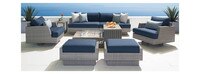 Portofino® Comfort 8 Piece Sunbrella® Outdoor Motion Fire Seating - Laguna Blue