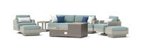 Portofino® Comfort 8 Piece Sunbrella® Outdoor Motion Fire Seating - Spa Blue
