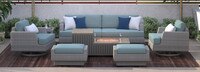 Portofino® Comfort 8 Piece Sunbrella® Outdoor Motion Fire Seating - Spa Blue