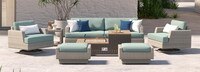 Portofino® Comfort 8 Piece Sunbrella® Outdoor Motion Fire Seating - Spa Blue