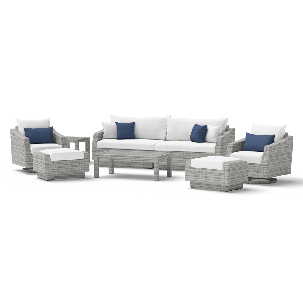 Cannes™ Deluxe 8 Piece Sunbrella® Outdoor Sofa & Club Chair Set - Bliss Ink