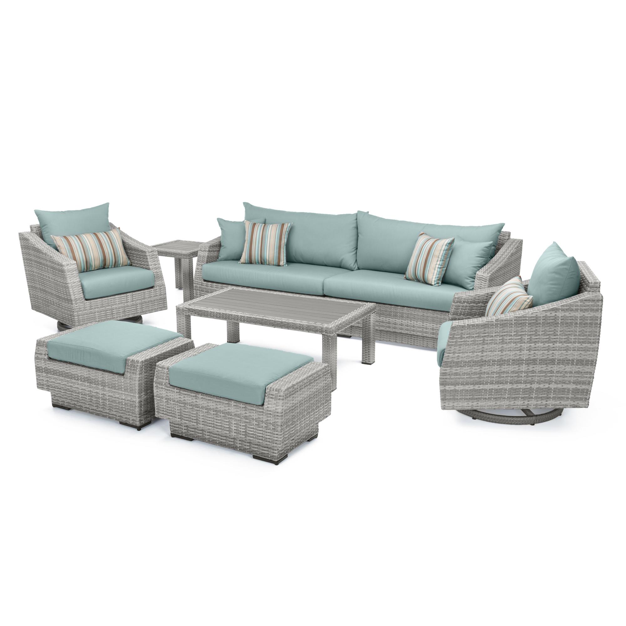 Cannes Deluxe 8pc Sofa Club Chair Set Spa Blue Rst Brands