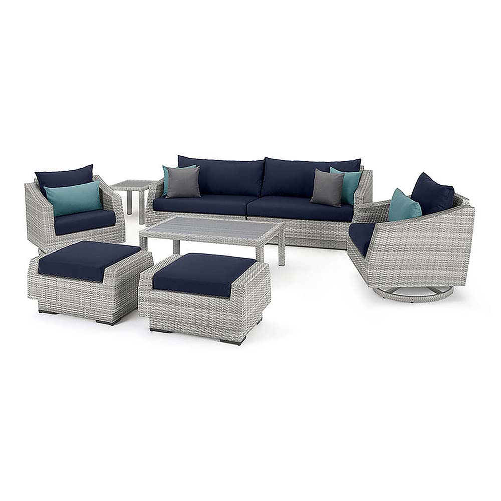 Cannes™ Deluxe 8 Piece Outdoor Sofa & Club Chair Set - Blue