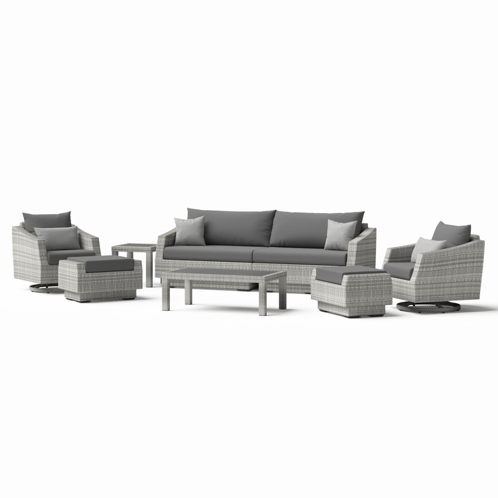 Cannes™ 8 Piece Sunbrella® Outdoor Sofa & Motion Club Chair Set - Charcoal Gray