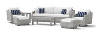 Cannes™ Deluxe 8 Piece Sunbrella® Outdoor Sofa & Club Chair Set - Centered Ink