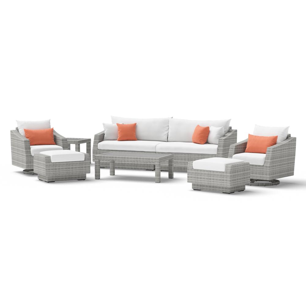 Cannes Deluxe 8 Piece Sofa & Club Chair Set - Cast Coral