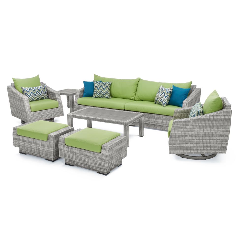 Cannes™ 8 Piece Sunbrella® Outdoor Sofa & Motion Club Chair Set - Ginkgo Green