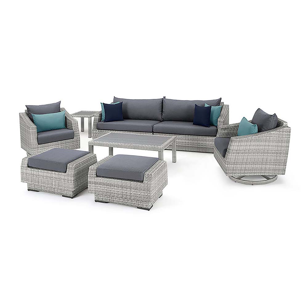 Cannes™ Deluxe 8 Piece Outdoor Sofa & Club Chair Set - Gray