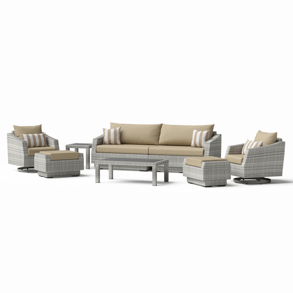 Cannes™ 8 Piece Sunbrella® Outdoor Sofa & Motion Club Chair Set - Maxim Beige
