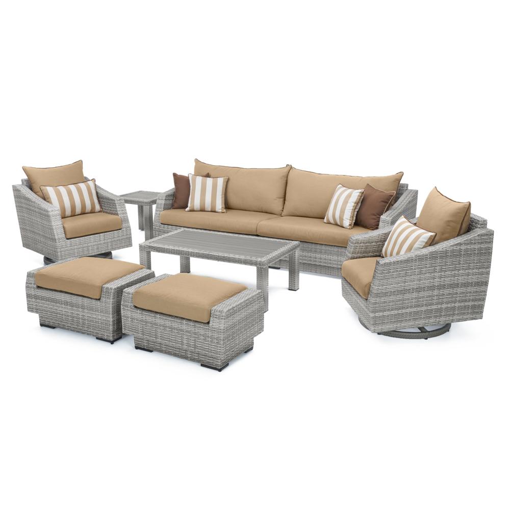 Cannes™ Deluxe 8 Piece Sunbrella® Outdoor Sofa & Club Chair Set - Maxim Beige