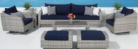 Cannes™ Deluxe 8 Piece Sunbrella® Outdoor Sofa & Club Chair Set - Navy Blue
