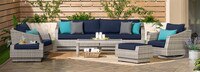 Cannes™ Deluxe 8 Piece Sunbrella® Outdoor Sofa & Club Chair Set - Navy Blue